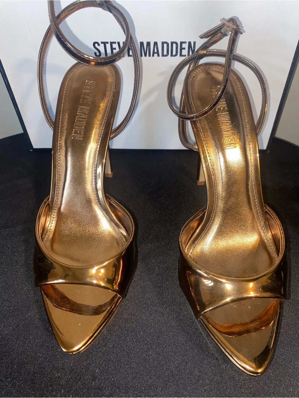 Steve Madden Metallic Bronze Platform Ankle-Strap Heels